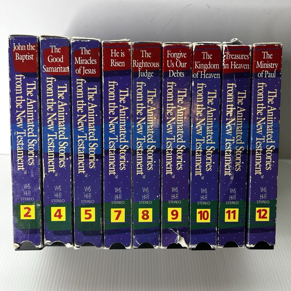 Animated Stories New Testament Incomplete (9) VHS Video Tape Set Christian Bible